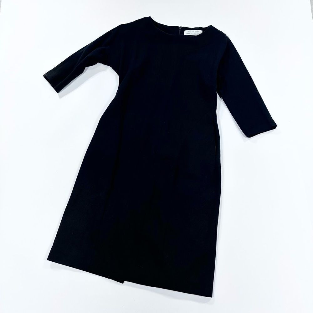 Rag and bone black 3/4 sleeve structured stretch cotton midi bodycon dress 6